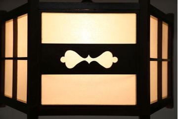 中古　松本民芸家具　B型六角アンドン天井照明