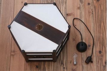 中古　松本民芸家具　B型六角アンドン天井照明