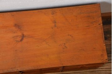 レトロ家具　昭和レトロ　古い木製の小ぶりな横型アンティーク書類棚(カルテケース)