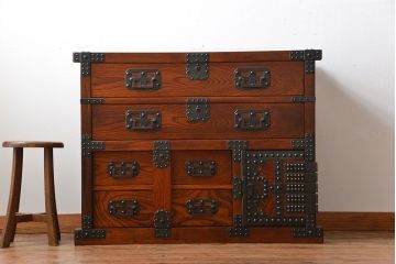 中古　民芸家具　欅材!重量感のある高級帳場箪笥