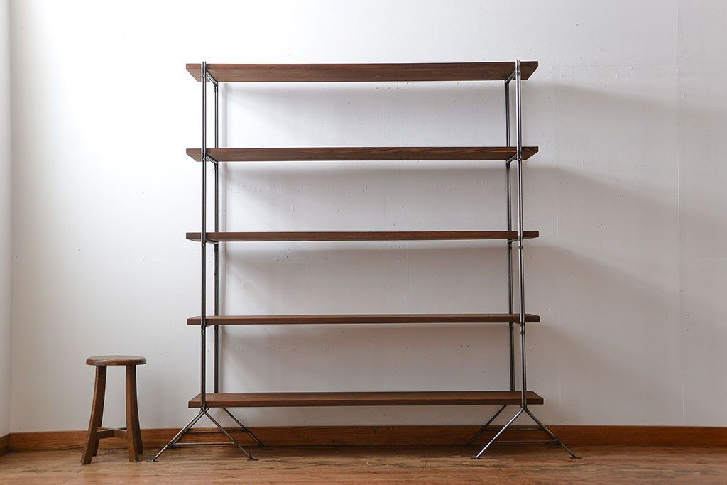 ラフジュオリジナル アイアンの薄型飾り棚【中】(陳列棚、アイアンラック)