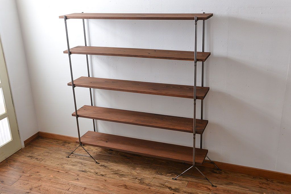 ラフジュオリジナル アイアンの薄型飾り棚【中】(陳列棚、アイアンラック)