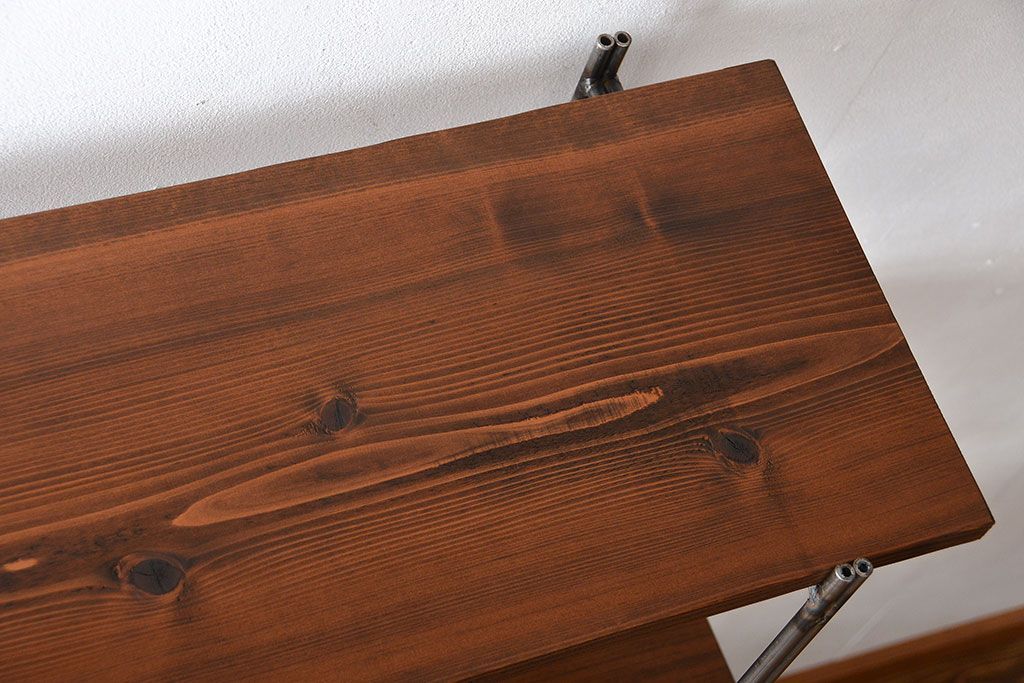 ラフジュオリジナル アイアンの薄型飾り棚【中】(陳列棚、アイアンラック)