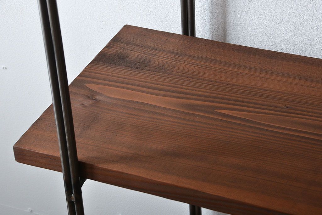 ラフジュオリジナル アイアンの薄型飾り棚【中】(陳列棚、アイアンラック)