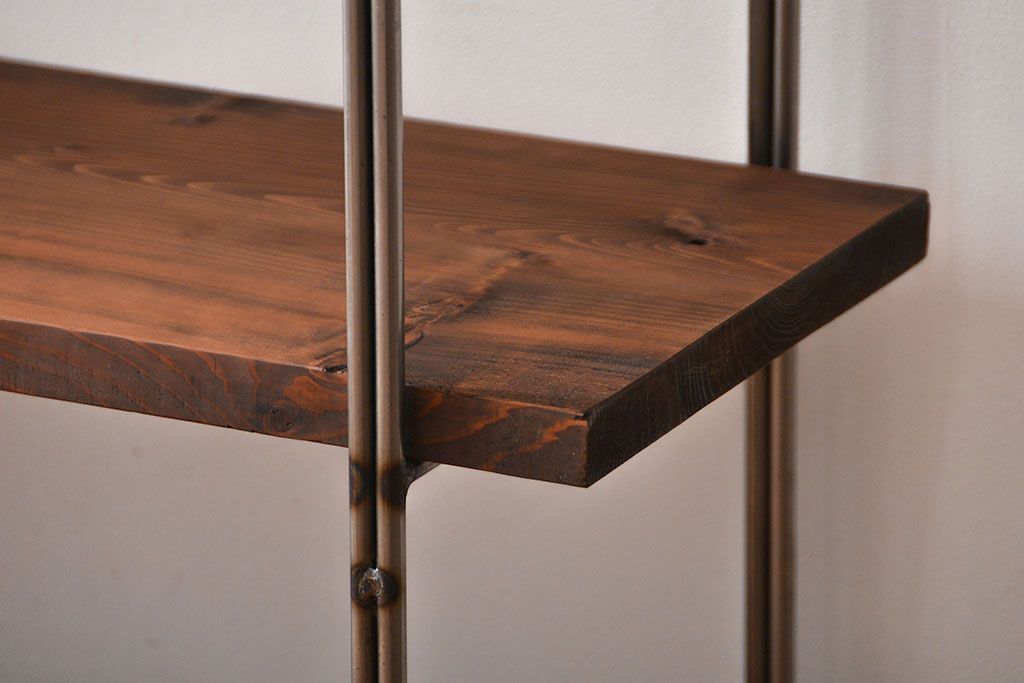 ラフジュオリジナル アイアンの薄型飾り棚【中】(陳列棚、アイアンラック)