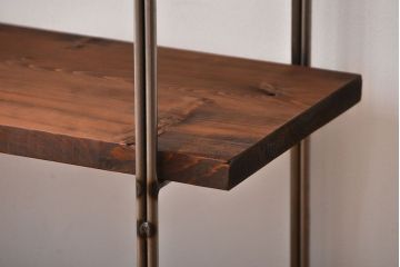 ラフジュオリジナル アイアンの薄型飾り棚【中】(陳列棚、アイアンラック)