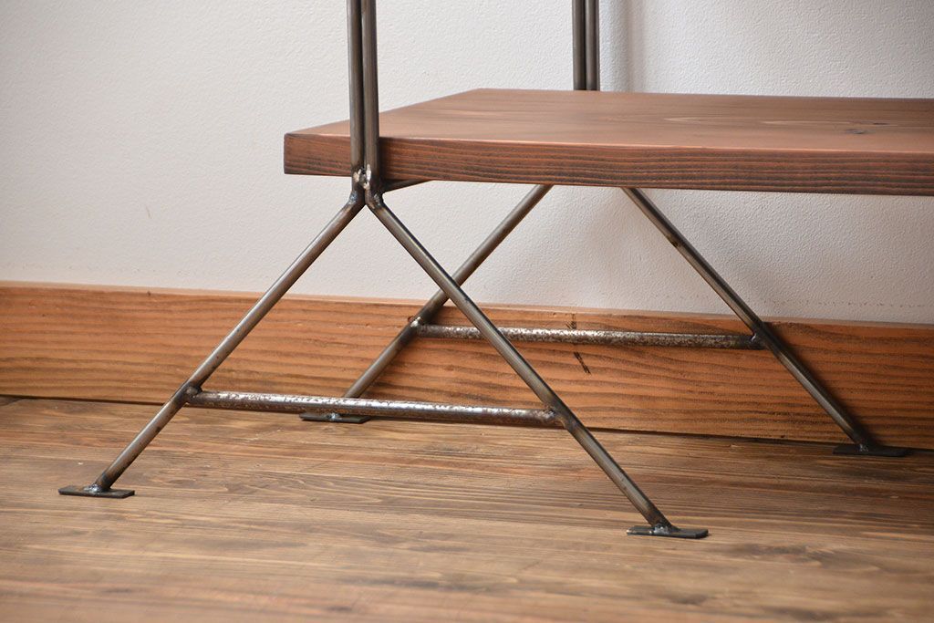 ラフジュオリジナル アイアンの薄型飾り棚【中】(陳列棚、アイアンラック)