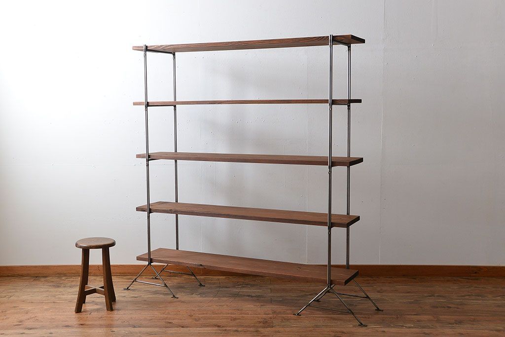 ラフジュオリジナル アイアンの薄型飾り棚【中】(陳列棚、アイアンラック)