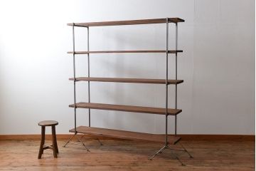 ラフジュオリジナル アイアンの薄型飾り棚【中】(陳列棚、アイアンラック)