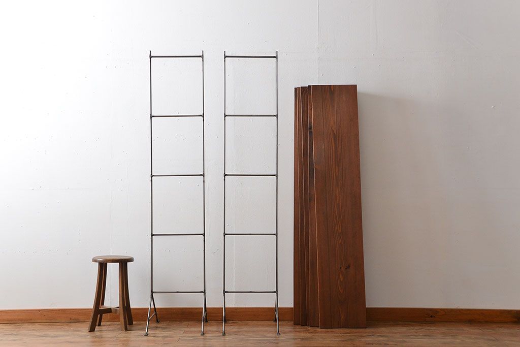 ラフジュオリジナル アイアンの薄型飾り棚【中】(陳列棚、アイアンラック)