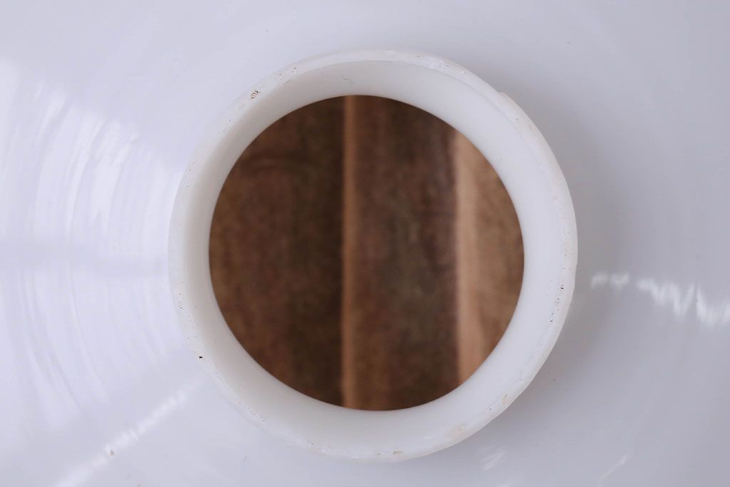 和製アンティーク　昭和レトロな白いガラス平笠照明2個セット(4)