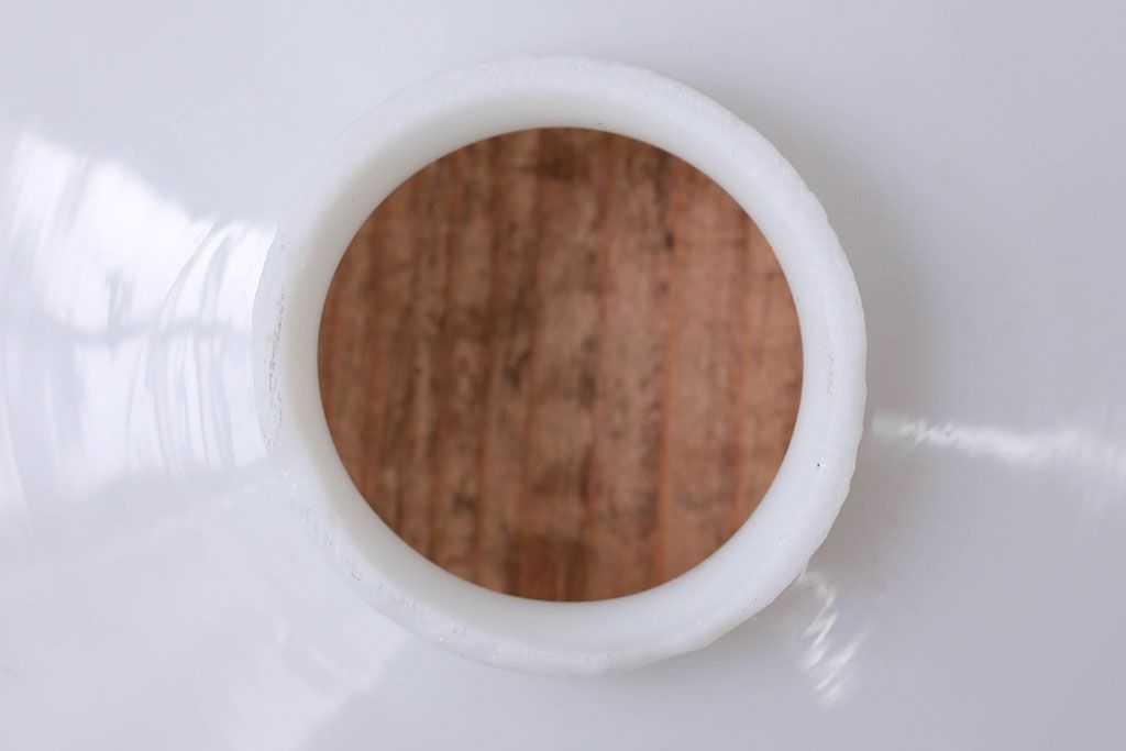 和製アンティーク　昭和レトロな白いガラス平笠照明2個セット(4)