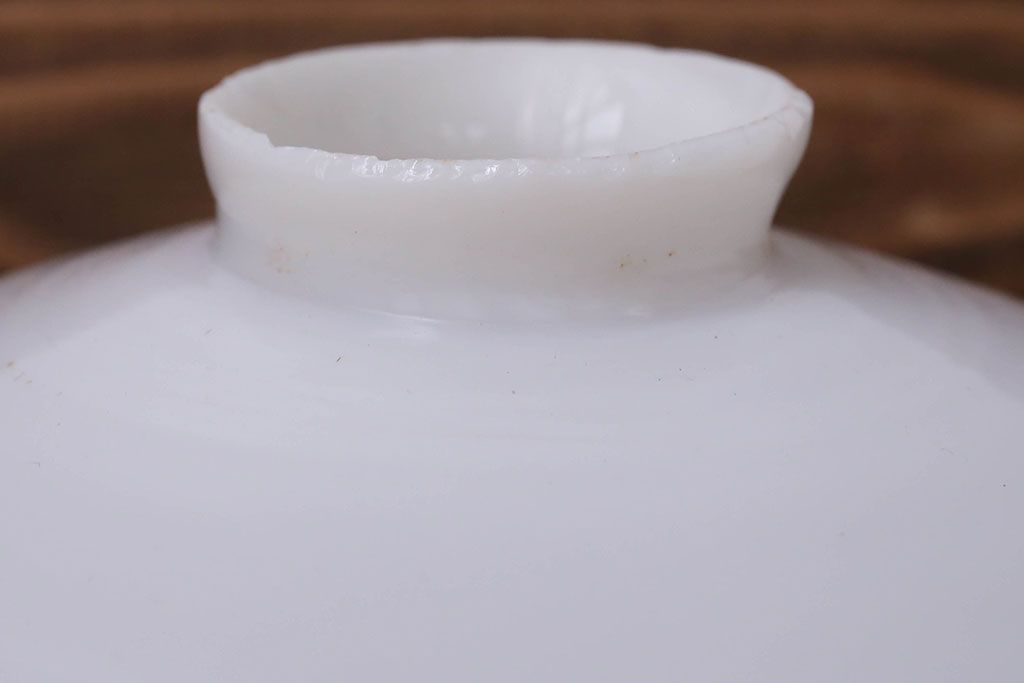 和製アンティーク　昭和レトロな白いガラス平笠照明2個セット(4)