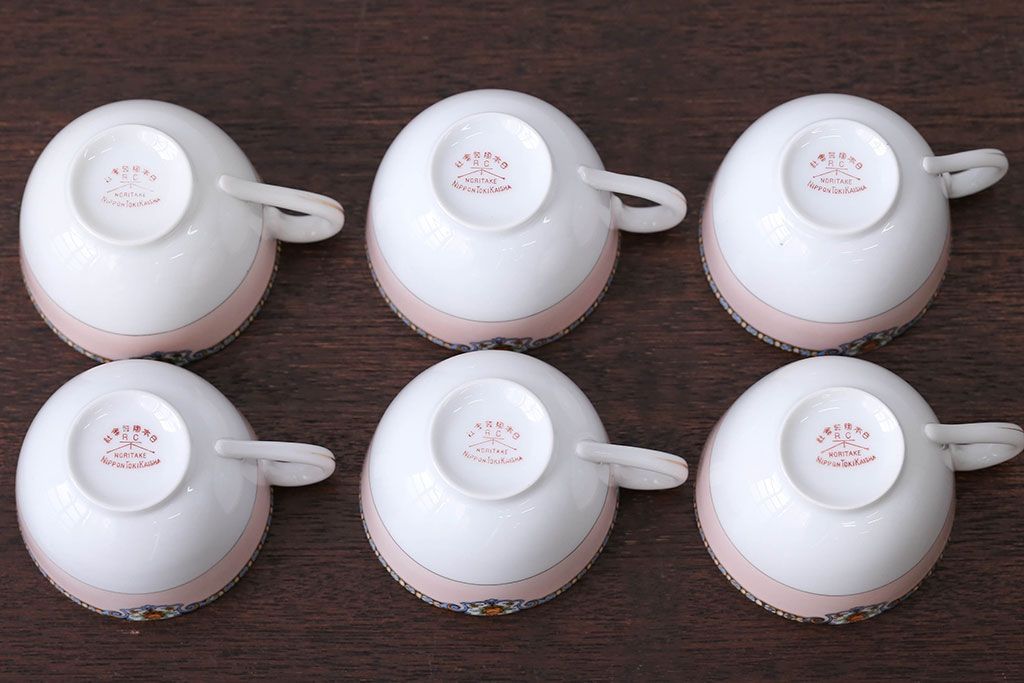 アンティーク雑貨　アンティーク　オールドノリタケ・カップ&ソーサー6客とプレート1枚セット