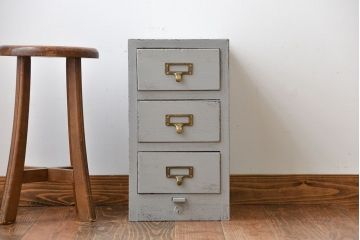 アンティーク家具　アンティークペイント　ネームプレート付き小引き出し