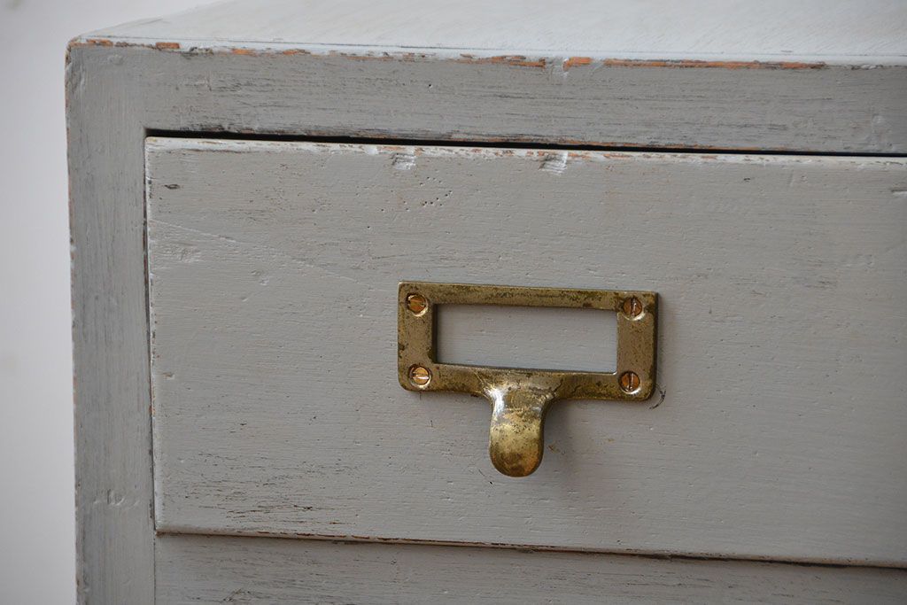アンティーク家具　アンティークペイント　ネームプレート付き小引き出し