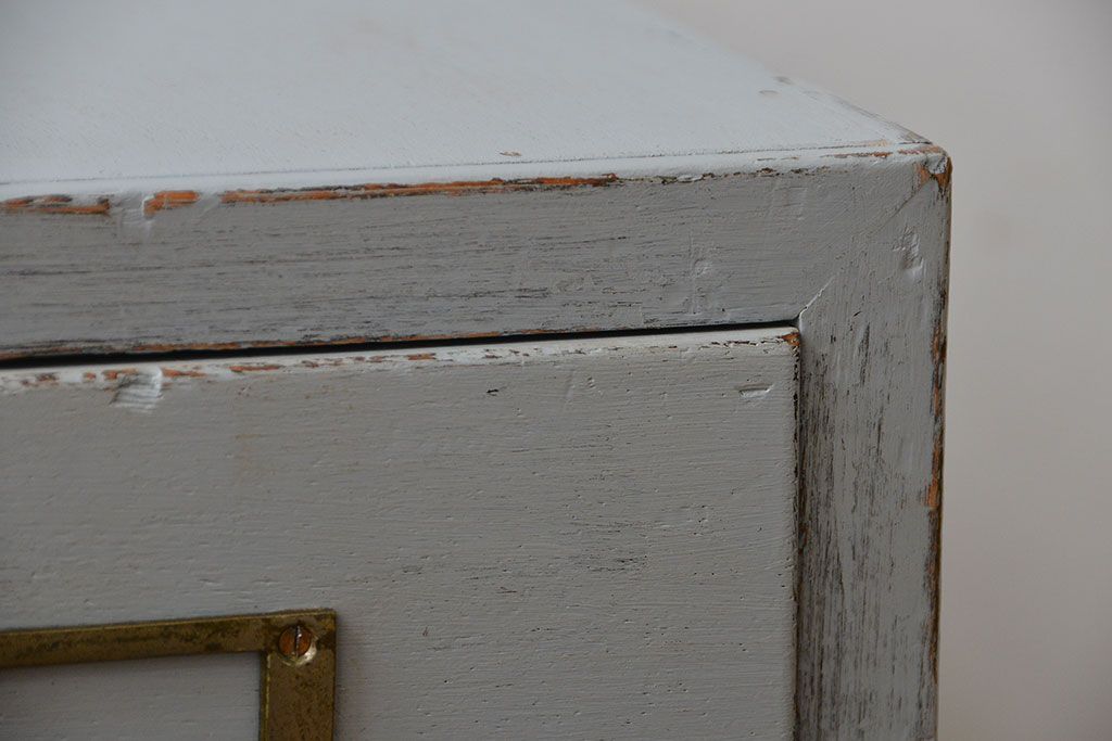 アンティーク家具　アンティークペイント　ネームプレート付き小引き出し