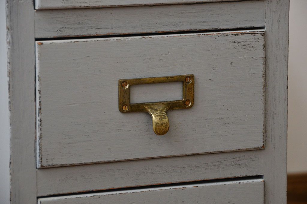 アンティーク家具　アンティークペイント　ネームプレート付き小引き出し