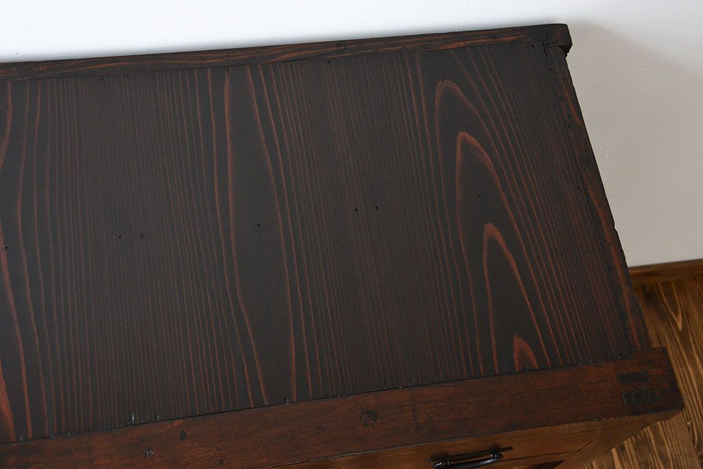 アンティーク家具　古民具・骨董　古い木製の大きな半箪笥(帳場箪笥)