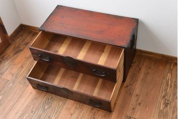 アンティーク家具　和製アンティーク　古い木の味わい深い時代箪笥ローボード(1)