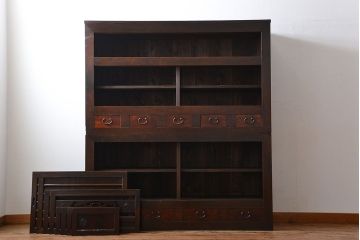 アンティーク家具　古民具・骨董　2段重ねアンティーク五尺水屋箪笥