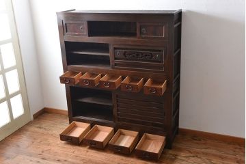 アンティーク家具　古民具・骨董　2段重ねアンティーク五尺水屋箪笥