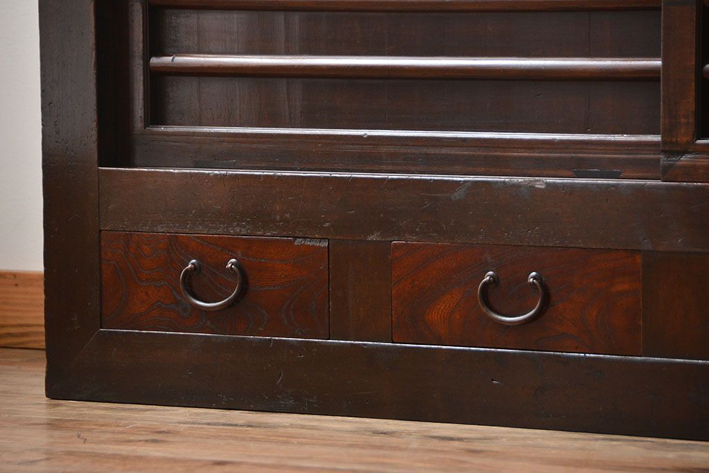 アンティーク家具　古民具・骨董　2段重ねアンティーク五尺水屋箪笥