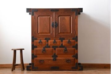 中古　民芸家具　欅材!重量感のある高級車箪笥