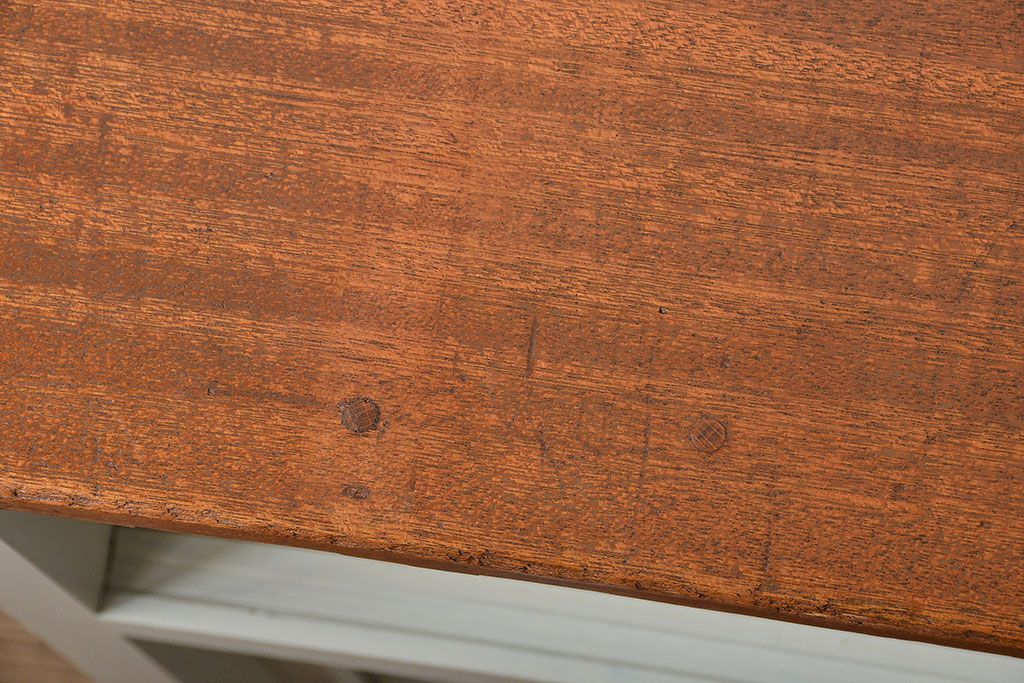 アンティーク家具　アンティーク　モールガラス入り!脚付きペイントキッチンサイドボード