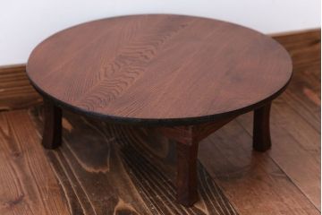 レトロ家具　昭和レトロ　小さな古い木製のアンティーク丸ちゃぶ台(1)