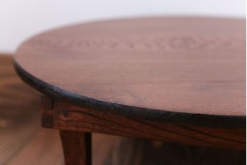 レトロ家具　昭和レトロ　小さな古い木製のアンティーク丸ちゃぶ台(1)