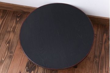 レトロ家具　昭和レトロ　小さな古い木製のアンティーク丸ちゃぶ台(2)