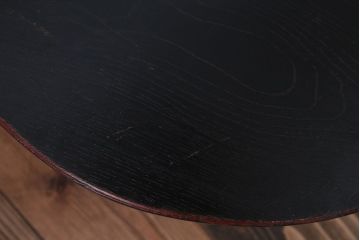レトロ家具　昭和レトロ　小さな古い木製のアンティーク丸ちゃぶ台(2)