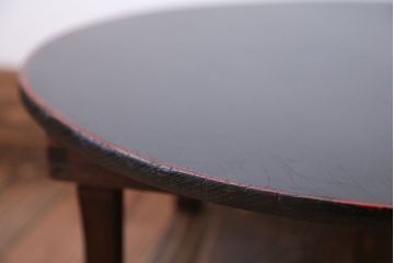 レトロ家具　昭和レトロ　小さな古い木製のアンティーク丸ちゃぶ台(2)