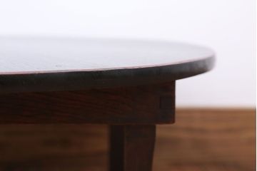 レトロ家具　昭和レトロ　小さな古い木製のアンティーク丸ちゃぶ台(2)