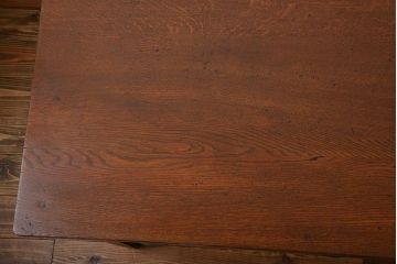 アンティーク家具　和製アンティーク　古いナラ材のシンプルなデスク(片袖机)