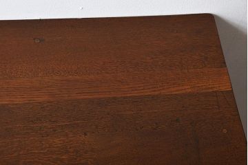 アンティーク家具　和製アンティーク　古いナラ材のシンプルなデスク(片袖机)