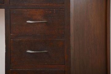 アンティーク家具　和製アンティーク　古いナラ材のシンプルなデスク(片袖机)