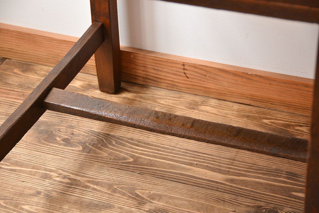 アンティーク家具　和製アンティーク　古いナラ材のシンプルなデスク(片袖机)