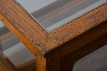 レトロ家具　アンティーク　古いナラ材のレトロでおしゃれなガラスケース(ショーケース)