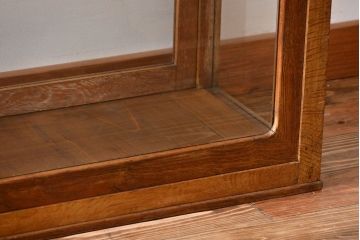 レトロ家具　アンティーク　古いナラ材のレトロでおしゃれなガラスケース(ショーケース)