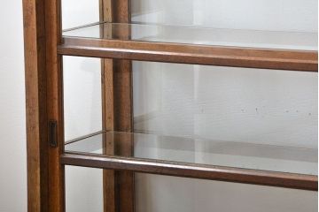 レトロ家具　アンティーク　古いナラ材のレトロでおしゃれなガラスケース(ショーケース)