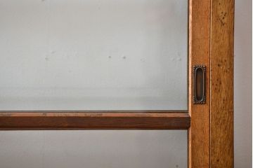 レトロ家具　アンティーク　古いナラ材のレトロでおしゃれなガラスケース(ショーケース)