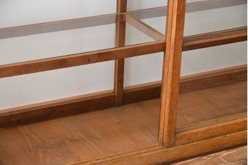 レトロ家具　アンティーク　古いナラ材のレトロでおしゃれなガラスケース(ショーケース)