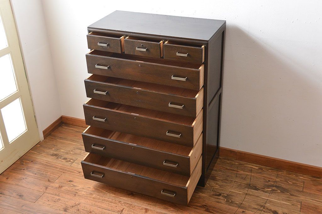 アンティーク家具　和製アンティーク　古い木製のシンプルでおしゃれなチェスト