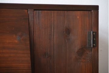アンティーク家具　和製アンティーク　引き戸・引き出し付き!変わり型木製パタパタ下駄箱