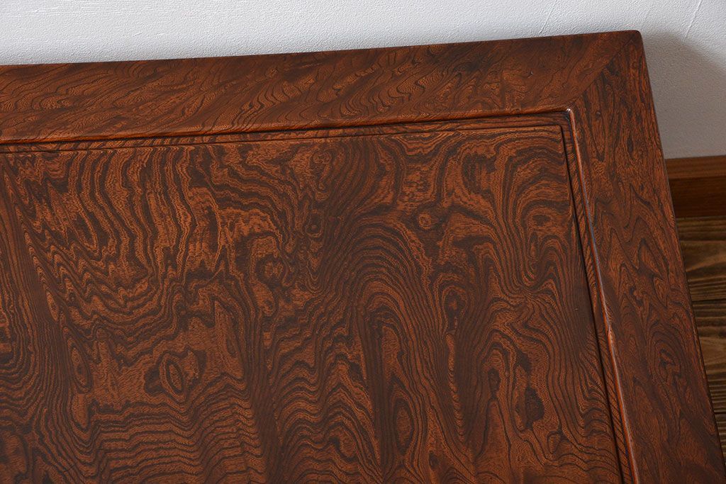 アンティーク家具　古民具・骨董　欅材の玉杢が美しい高級座卓