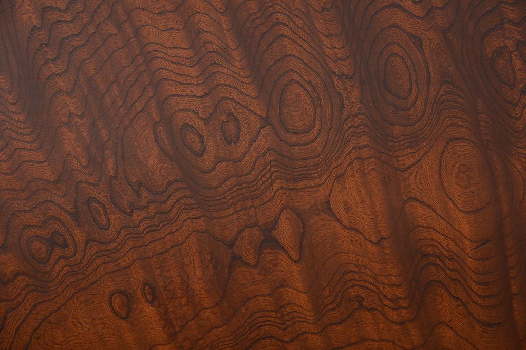 アンティーク家具　古民具・骨董　欅材の玉杢が美しい高級座卓