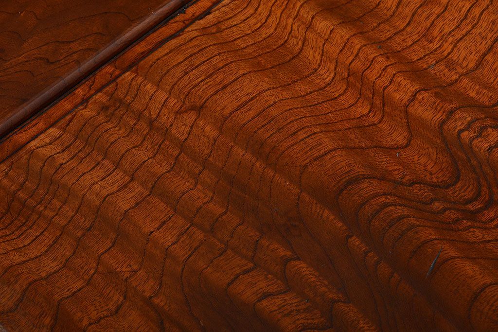 アンティーク家具　古民具・骨董　欅材の玉杢が美しい高級座卓