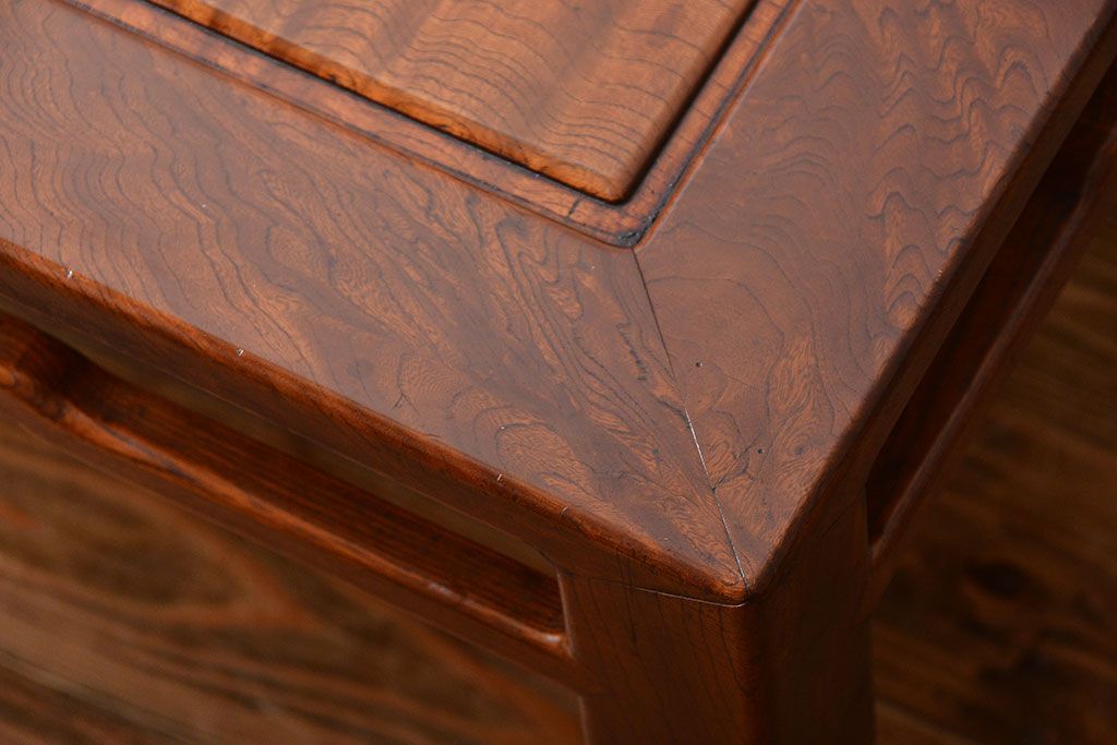 アンティーク家具　古民具・骨董　欅材の玉杢が美しい高級座卓